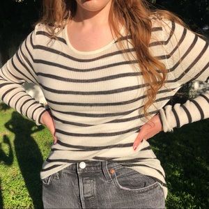 Jenni Kayne Stripe Cashmere Lightweight Sweater L